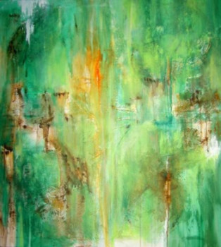 Contemporary work named « le soleil vert », Created by MONIQUE LELIEVRE OU EL