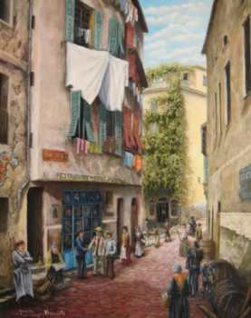 Named contemporary work « ruelle du vieux nice jadis"la providence" », Made by ALAIN BENEDETTO