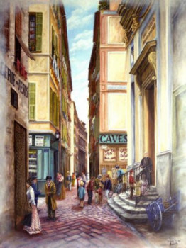 Named contemporary work « vieux nice jadis "rue droite le gesu" », Made by ALAIN BENEDETTO