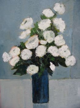 Named contemporary work « camélias blancs », Made by ALAIN COJAN