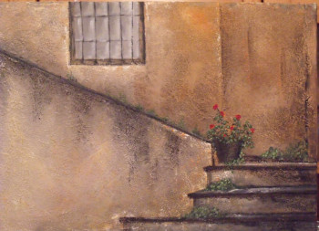 Named contemporary work « quelques fleurs sur l'escalier  », Made by GRIBOUILLE