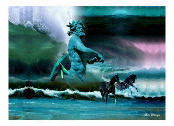 Named contemporary work « POSEIDON  DIEU  DES  OCEANS », Made by ALAIN SERRUYA