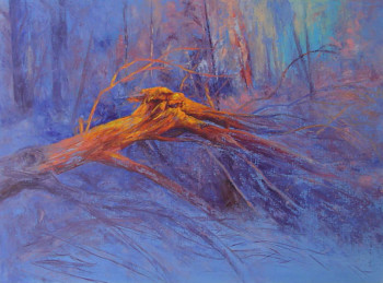 Named contemporary work « Arbre cassé orange sur violet », Made by MARIE PIC