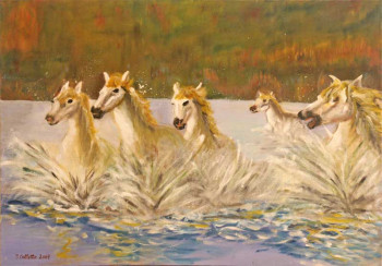 Named contemporary work « LES CHEVAUX DE CAMARGUE », Made by JULIA COLLETTO