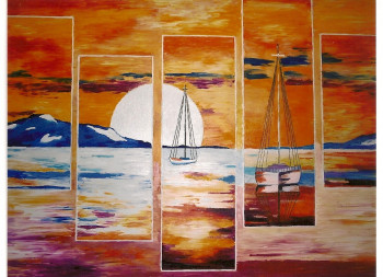 Named contemporary work « Crépuscule sur la Baie », Made by DOMINIQUE D'AGOSTINO