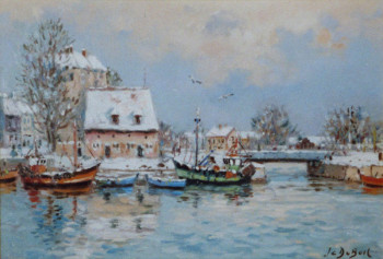 Named contemporary work « Honfleur », Made by JEAN-CLAUDE DUBOIL