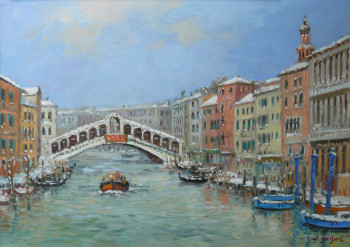 Named contemporary work « Le Rialto - Venise », Made by JEAN-CLAUDE DUBOIL