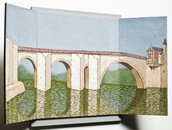 Named contemporary work « Villeneuve sur Lot Pont Vieux (ouvert) 2 », Made by JEAN CLAUDE MAUREL