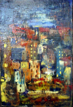 Named contemporary work « Nuit sur le port », Made by GUILLOU