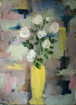 Named contemporary work « Roses blanches », Made by GUILLOU