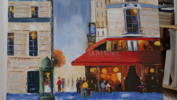 Named contemporary work « Terrasse de café », Made by CLAUDINE WINTREBERT