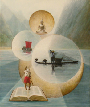 Named contemporary work « Invocation en baie d'Along », Made by FRANK GODILLE