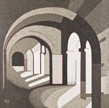 Named contemporary work « A l'ombre des arcades  », Made by JEAN CLAUDE MAUREL