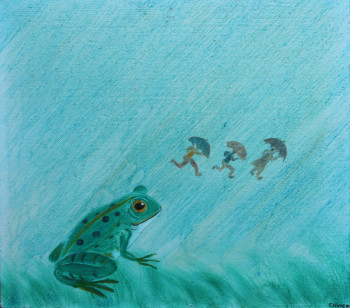 Named contemporary work « grenouille rieuse », Made by SYLVIE RABATEL