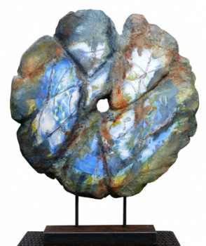 Named contemporary work « vestige Roue Bleue », Made by LAURELLE BESSE