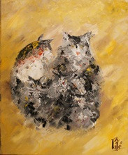 Named contemporary work « CAT'S FAMILY », Made by PATE