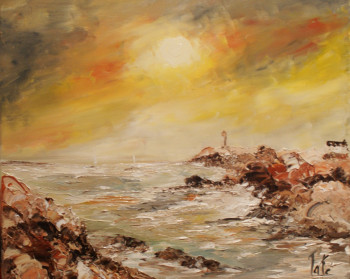 Named contemporary work « LUNE SUR LA POINTE DE RAZ », Made by PATE