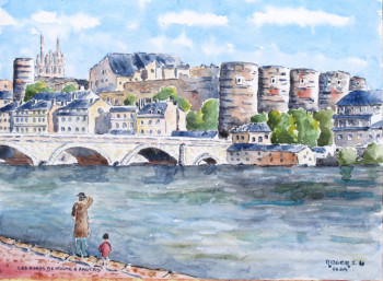 Named contemporary work « Les bords de Maine à Angers . », Made by ROGER J.