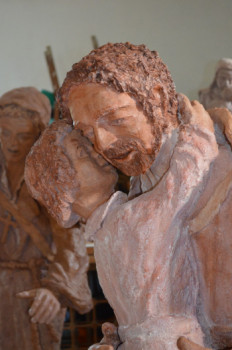 Named contemporary work « Saint Joseph à l'Enfant (détail) », Made by PHILIPPE LE MONIES DE SAGAZAN