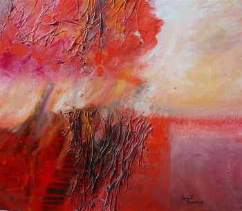 Named contemporary work « L'arbre rouge », Made by BRIGITTE BAUMANN