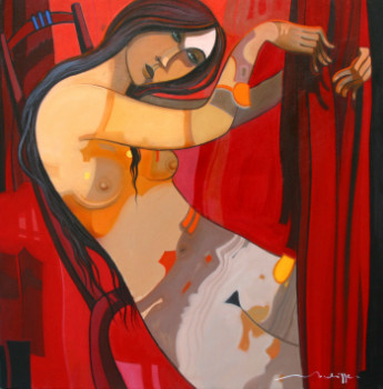 Named contemporary work « rouge ,était le soleil », Made by MENDRISSE