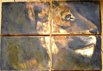 Named contemporary work « Lion puzzle », Made by CHRISTIAN DOLLET