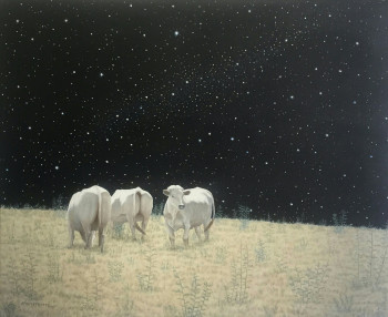 Named contemporary work « vaches sur la lune », Made by DARMSTADTER