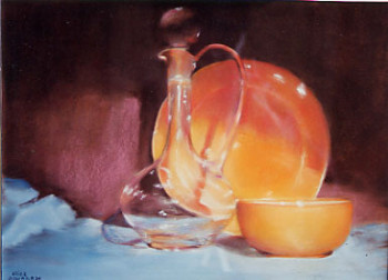 Named contemporary work « Carafe et Bol orange », Made by ALICE DENAT-BOURGADE