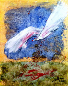 Named contemporary work « L'oiseau assassiné », Made by CHRISTINE DELFOSSE