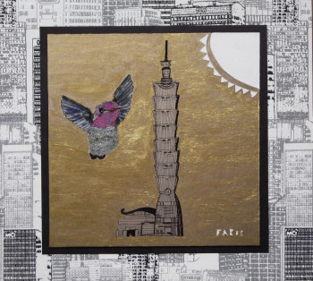 Named contemporary work « Colibri sur Taipei », Made by FABIE