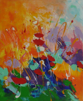 Named contemporary work « FLEURS DES CHAMPS 1 », Made by MIREILLE MAURY