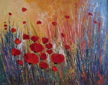 Named contemporary work « LA SAISON DES COQUELICOTS », Made by MIREILLE MAURY