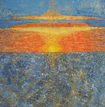 Named contemporary work « Sunset in Lanzarote », Made by SYLVIE JESSUA CLOUTIER