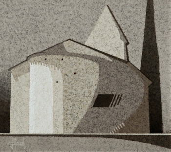 Named contemporary work « Montaigu de Quercy.Eglise St Martin », Made by JEAN CLAUDE MAUREL