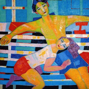 Named contemporary work « Les fiancés sur le bateau », Made by FRANCE WAGNER