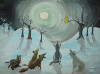 Named contemporary work « Choeur de loups », Made by SYLVIE RABATEL