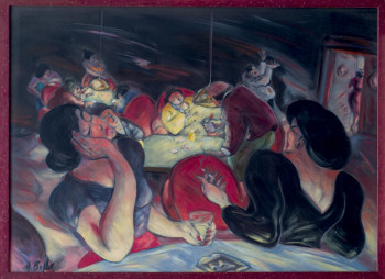 Named contemporary work « femmes au bar », Made by HERVé BELLO
