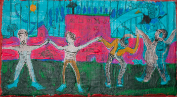 Named contemporary work « dancing with people », Made by SARAH ARTIN'S