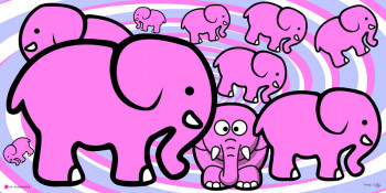 Named contemporary work « Pink elephants », Made by EARL BRAIN