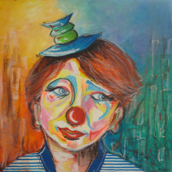 Named contemporary work « ENFANT CLOWN 2 », Made by MIREILLE MAURY