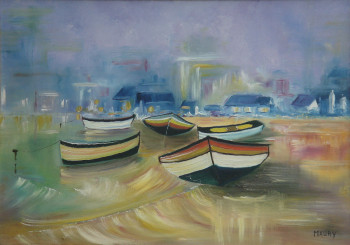 Named contemporary work « CINQ BARQUES », Made by MIREILLE MAURY