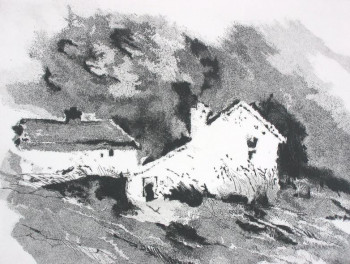 Named contemporary work « CIEL D'ORAGE », Made by R. BERTIN BISSON