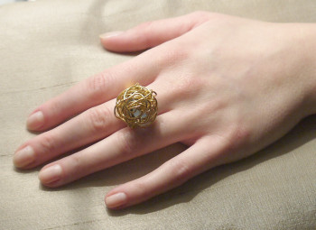 Named contemporary work « Bague au Ciel bleu », Made by ROUGE D'OR