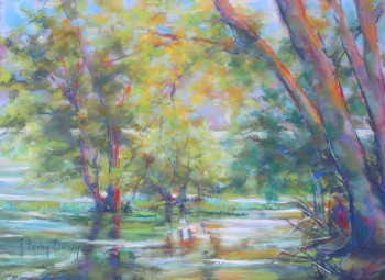 Named contemporary work « AU FIL DE L'EAU », Made by R. BERTIN BISSON