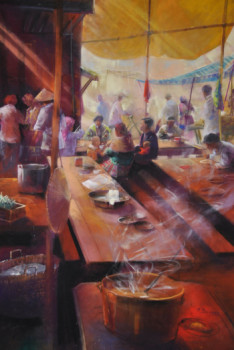 Named contemporary work « le resto a la foire de Bac Ha », Made by PAUL BILLARD
