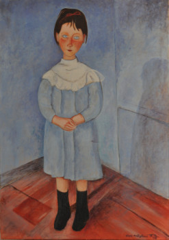 Named contemporary work « Portrait - D'APRES MODIGLIANI », Made by MOULIN P-L