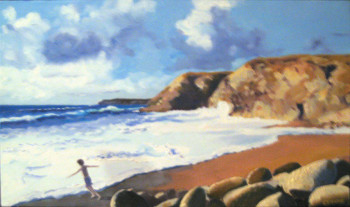 Named contemporary work « Bretagne - Enfant sur la plage à Quiberon », Made by PHILIPPE ETIENNE