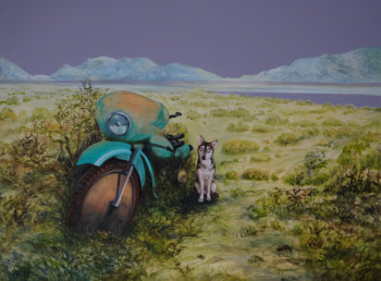 Named contemporary work « Moto du désert », Made by NICOLE DESDOUET