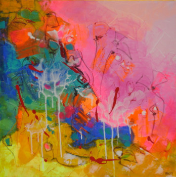 Named contemporary work « JARDIN FLUORE 2 », Made by MIREILLE MAURY