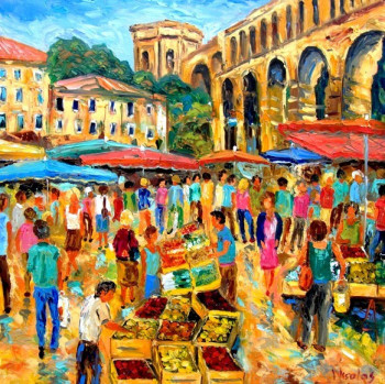 Named contemporary work « Marché des arceaux », Made by BERNARD NICOLAS